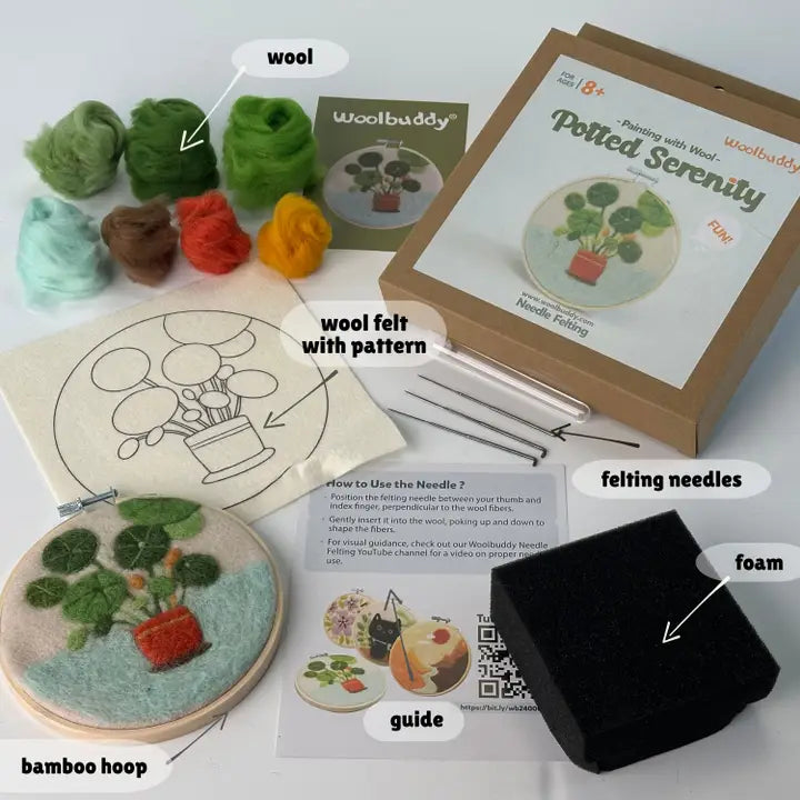 Wool Painting Kit: Potted Serenity Plant