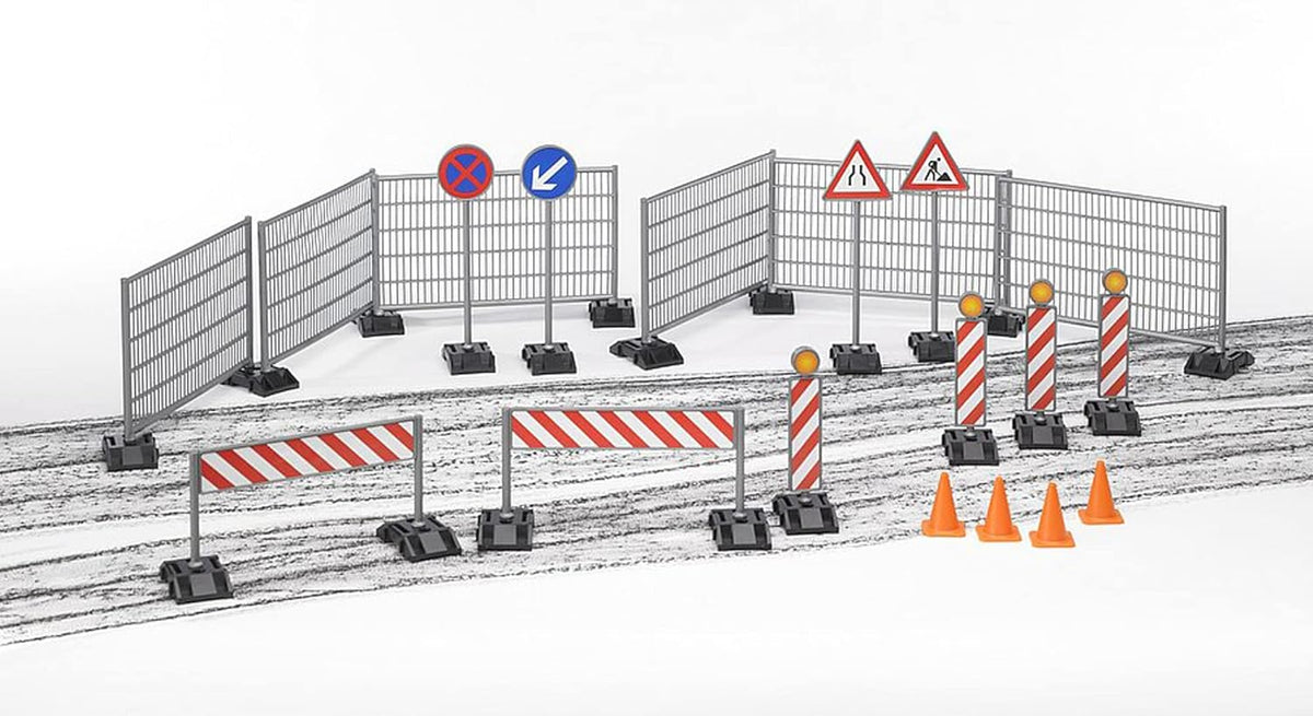 Bruder 62007 Construction Set w/ Signs, Railings and Pylons 12.10.3