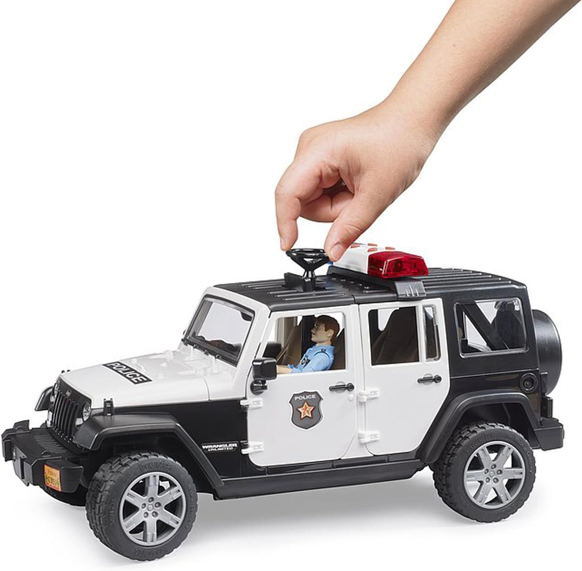 Bruder 02526 Jeep Rubicon Police Car + Light Skin Policeman 20.12.8
