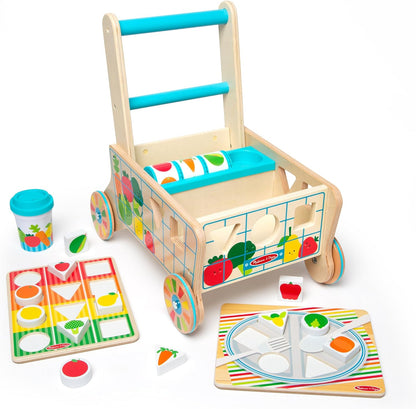 Wooden Shape Sorting Grocery Cart