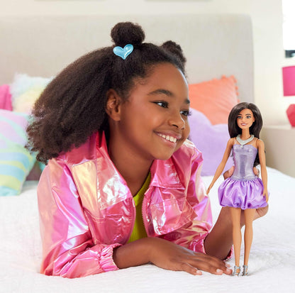 Barbie Fashionista  #234 Sequined Purple Dress with Brown Hair