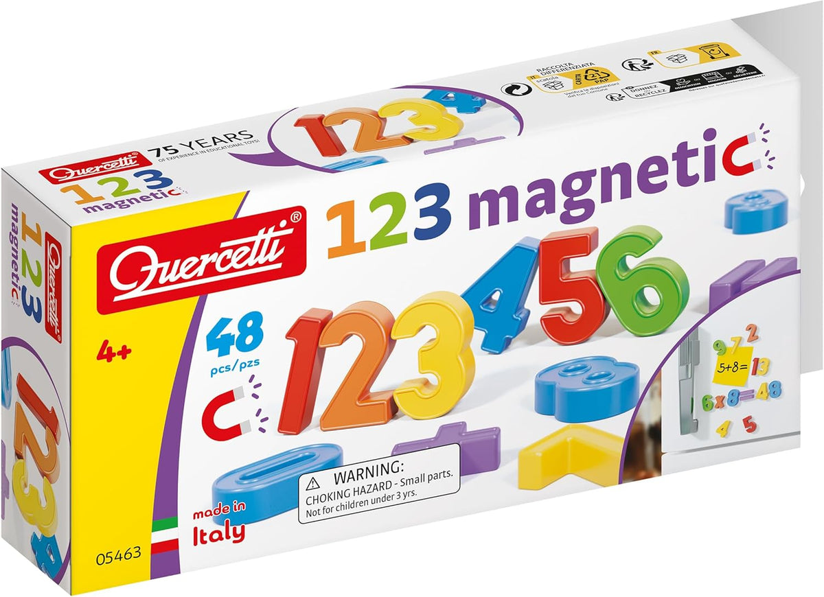 Quercetti Magnetic Numbers - 48 Piece Set (Made in Italy)