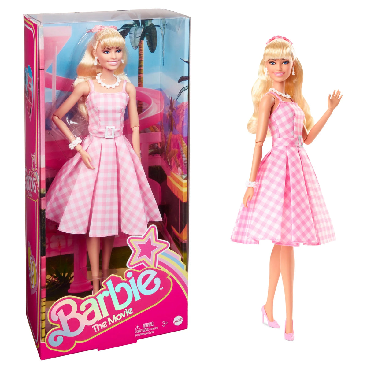 Barbie Movie Margot Robbie in Pink Gingham Dress