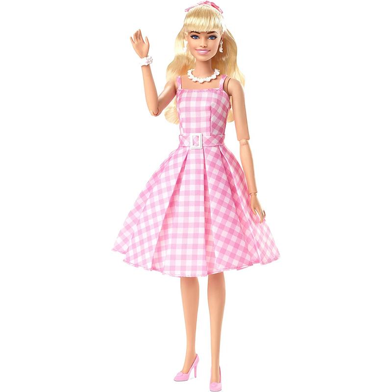 Barbie Movie Margot Robbie in Pink Gingham Dress